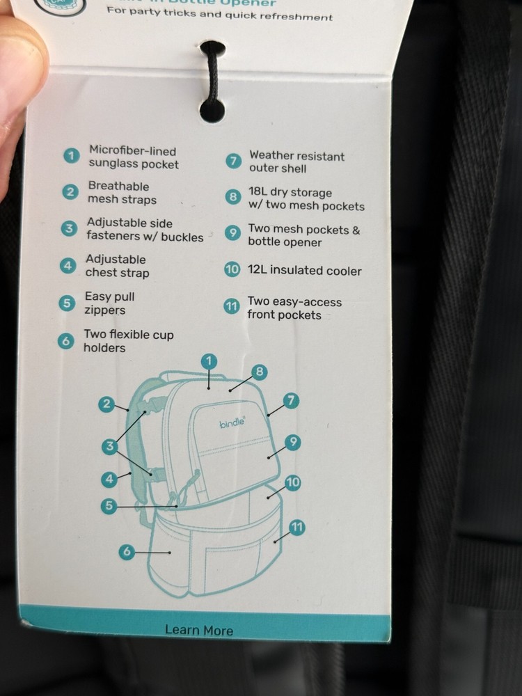 NEW! Bindle 2-in-1 Backpack Cooler, 12L Insulated Capacity, Black