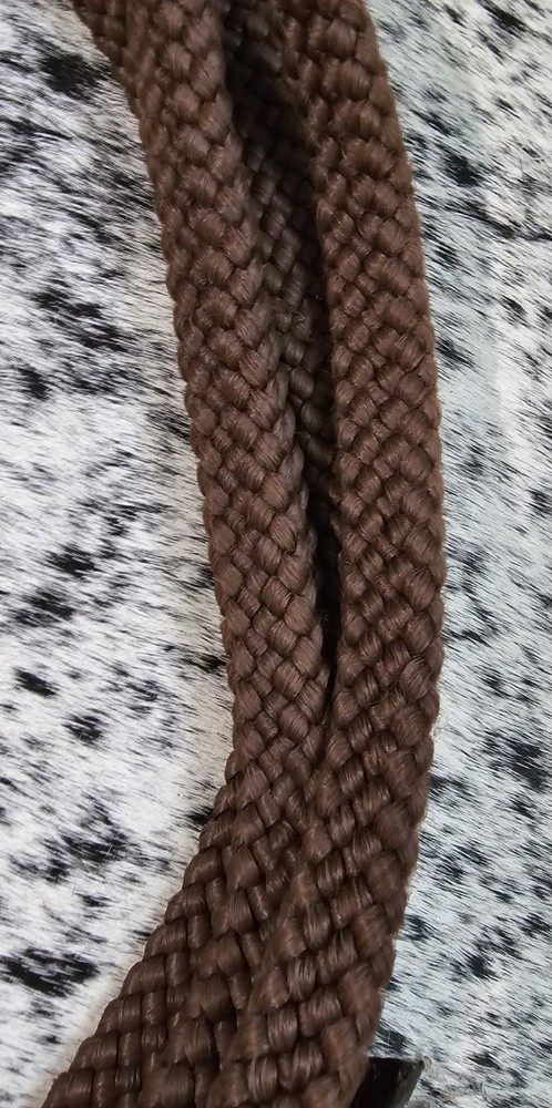 Brown Braided Nylon Split Reins With Quick Snaps