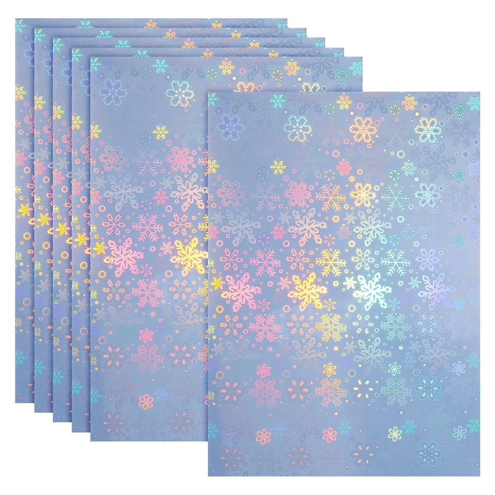 12x8in Printable Holographic Sticker Paper 6 Sheets Snowflake Pattern