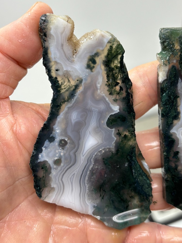 Semi-translucent Moss Agate Slabs Cabbing Lapidary Combo Ship Avail
