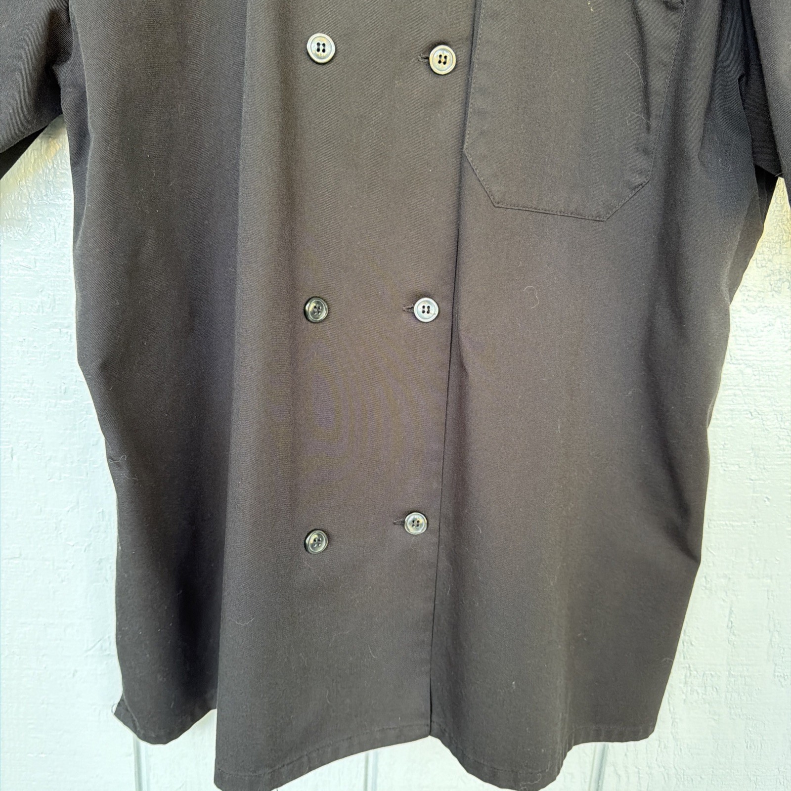 Men's Chef Coat Chefwear Jacket 3X Short Sleeve Black Button Pockets