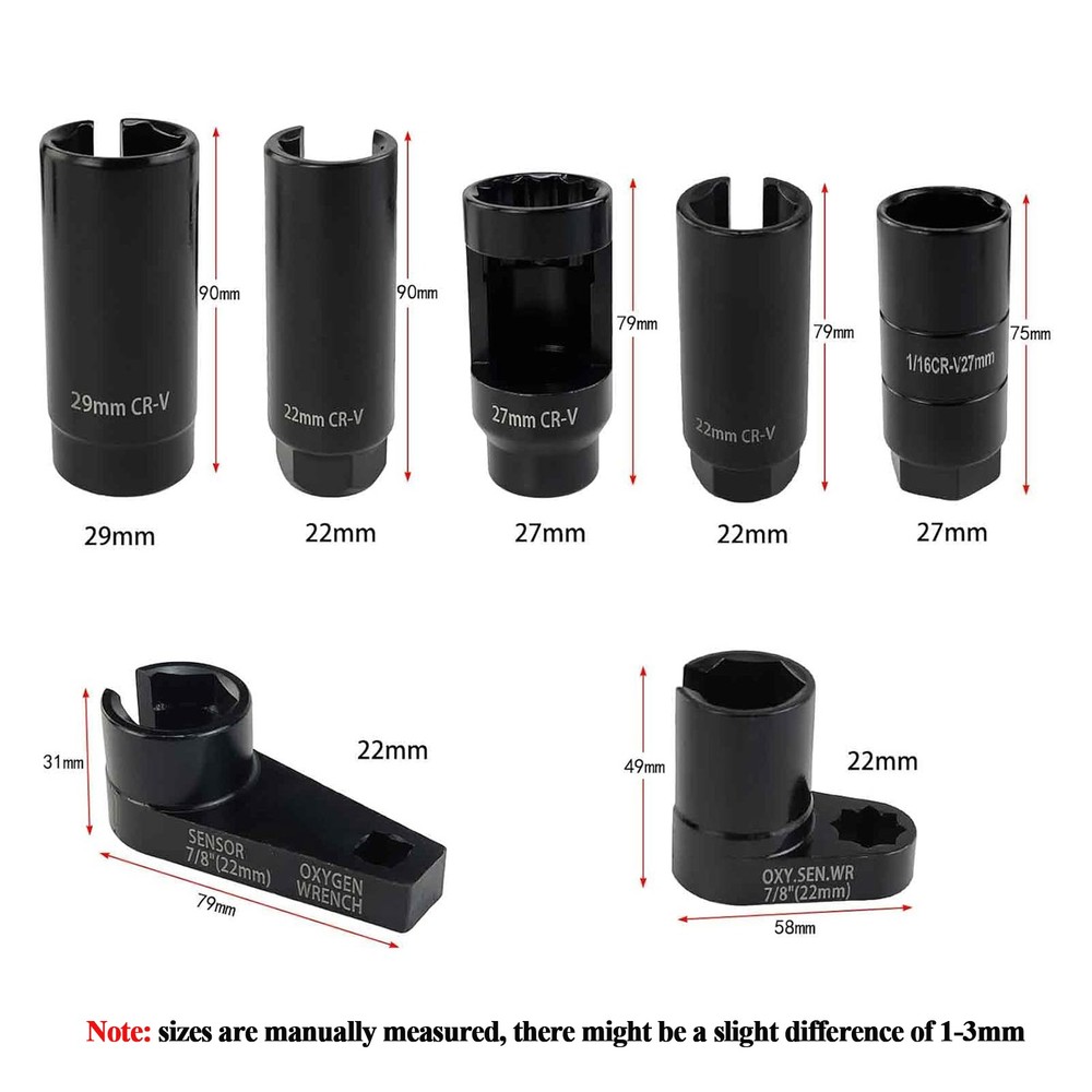 Oxygen Sensor & Oil Pressure Sending Unit Master Sensor Socket Tool Set 7Pcs