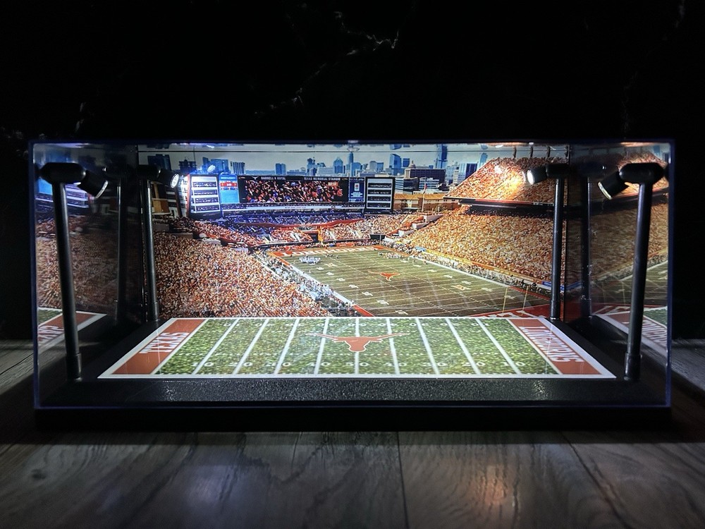 Texas Longhorns Custom 2 Mini Helmet display case with LED lights -
