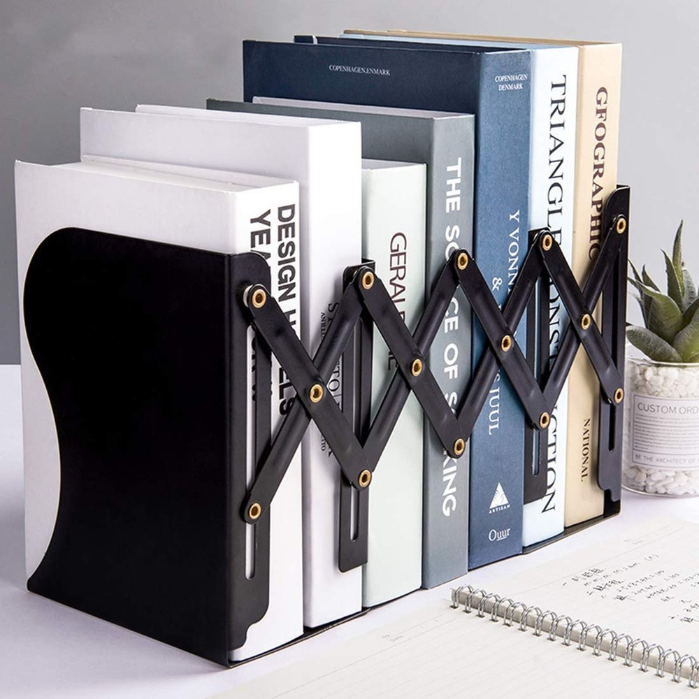 Adjustable Bookend Desktop Bookend Stand Holder Expandable Bookcase White