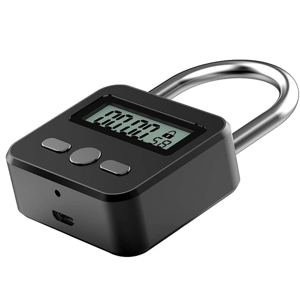 Metal Timer Lock - 99 Hours Max Timing, USB Rechargeable Timer Padlock with L...