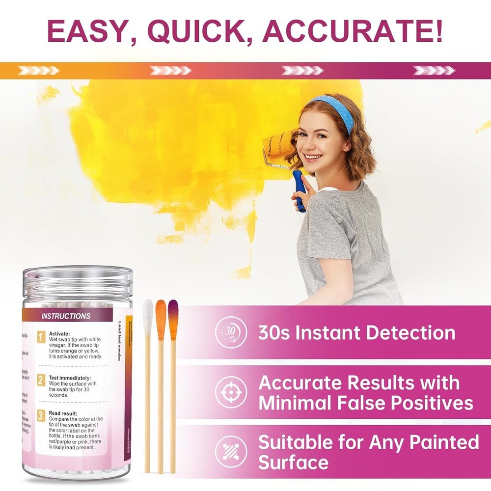 Lead Kit 60 Swabs Enhanced Lead Testing Formulation At Home Lead Paint Kit ...
