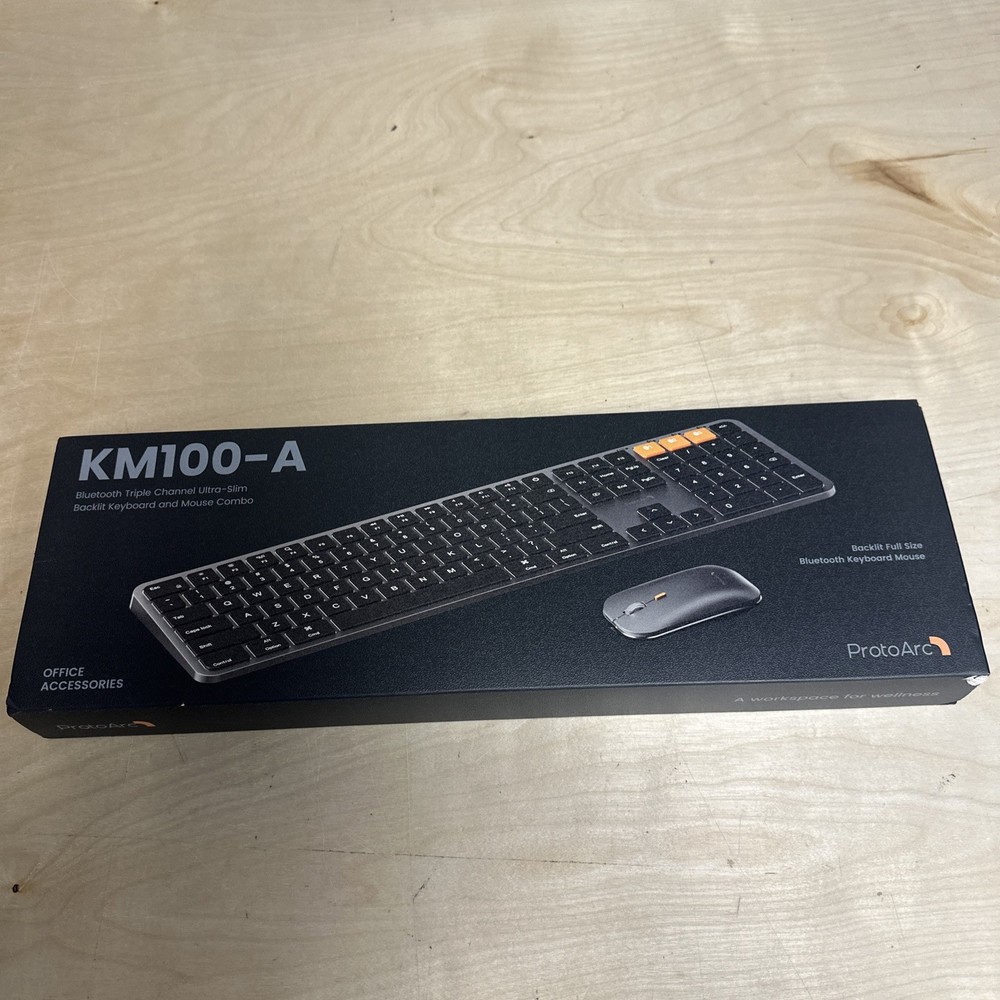 ProtoArc Backlit Bluetooth Keyboard & Mouse KM100-A for Mac Full Size Wireless
