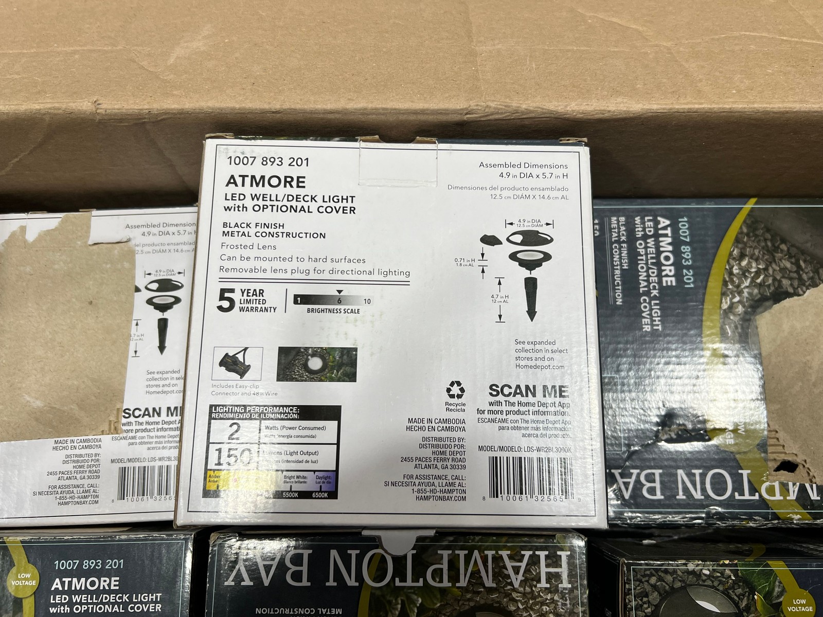 24PK Hampton Bay 150 Lumens Low Voltage Black LED Round Outdoor Well/Deck Light