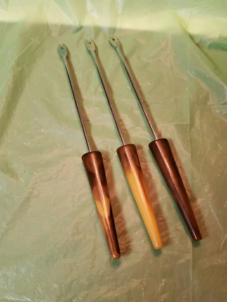 Bakelite Butterscotch Olive/Pickle Forks