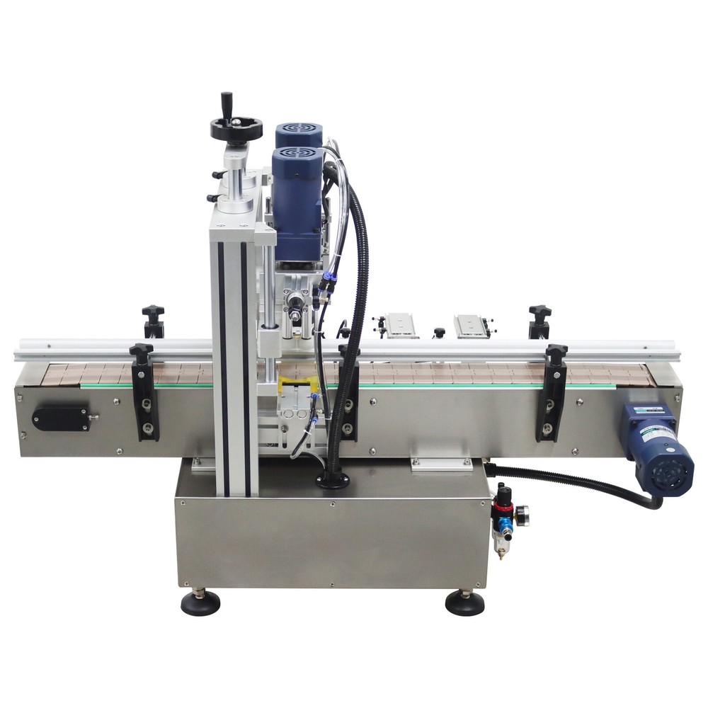 110V Automatic Desktop Chain Conveyor Table Capping Machine Φ2.63"-4" Bottle Cap