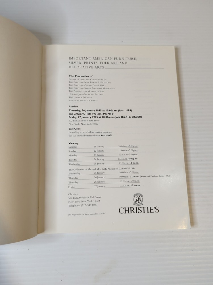 CHRISTIE'S Catalog January 26, 1995