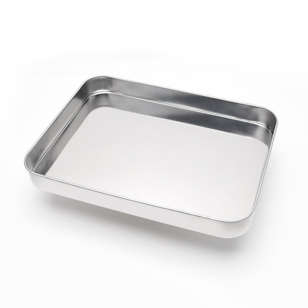 10 Inch Stainless Steel Pans Baking Rectangular Steaming Dish Vermicelli Plate