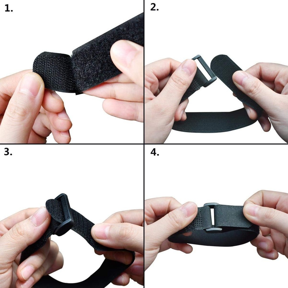 20 Pack Reusable Cinch Straps Fastening Cable Nylon Hook and Black