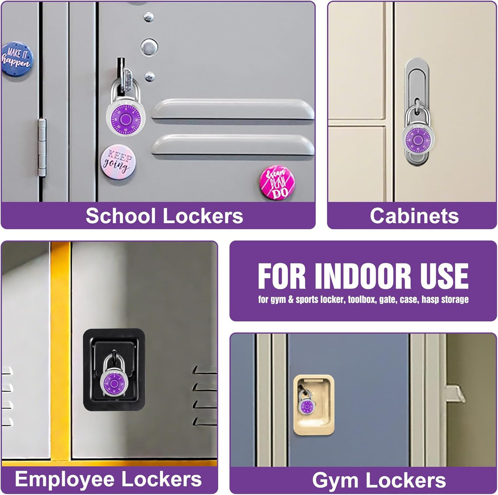 Combination Padlock 1 Pack, 50 Mm (2") Purple Dial Fixed Dial with Different Com