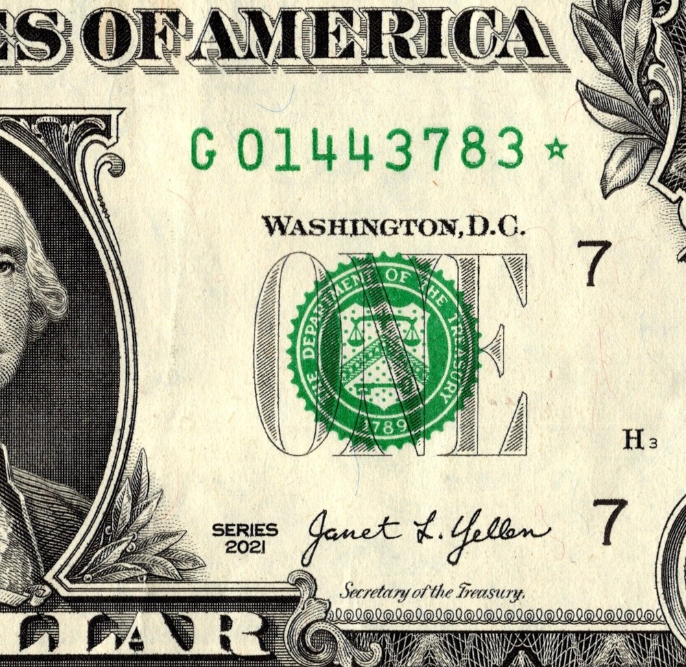 2021 G Star note  1 dollar bill Regular Run