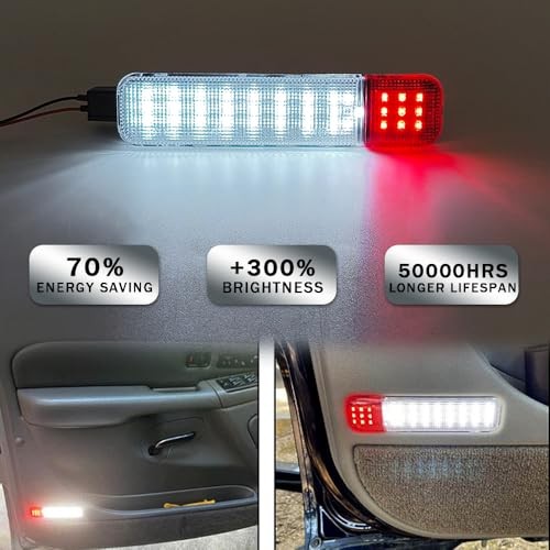 LED Interior Door Light Compatible with 1999-2006 Chevy Silverado Red+White