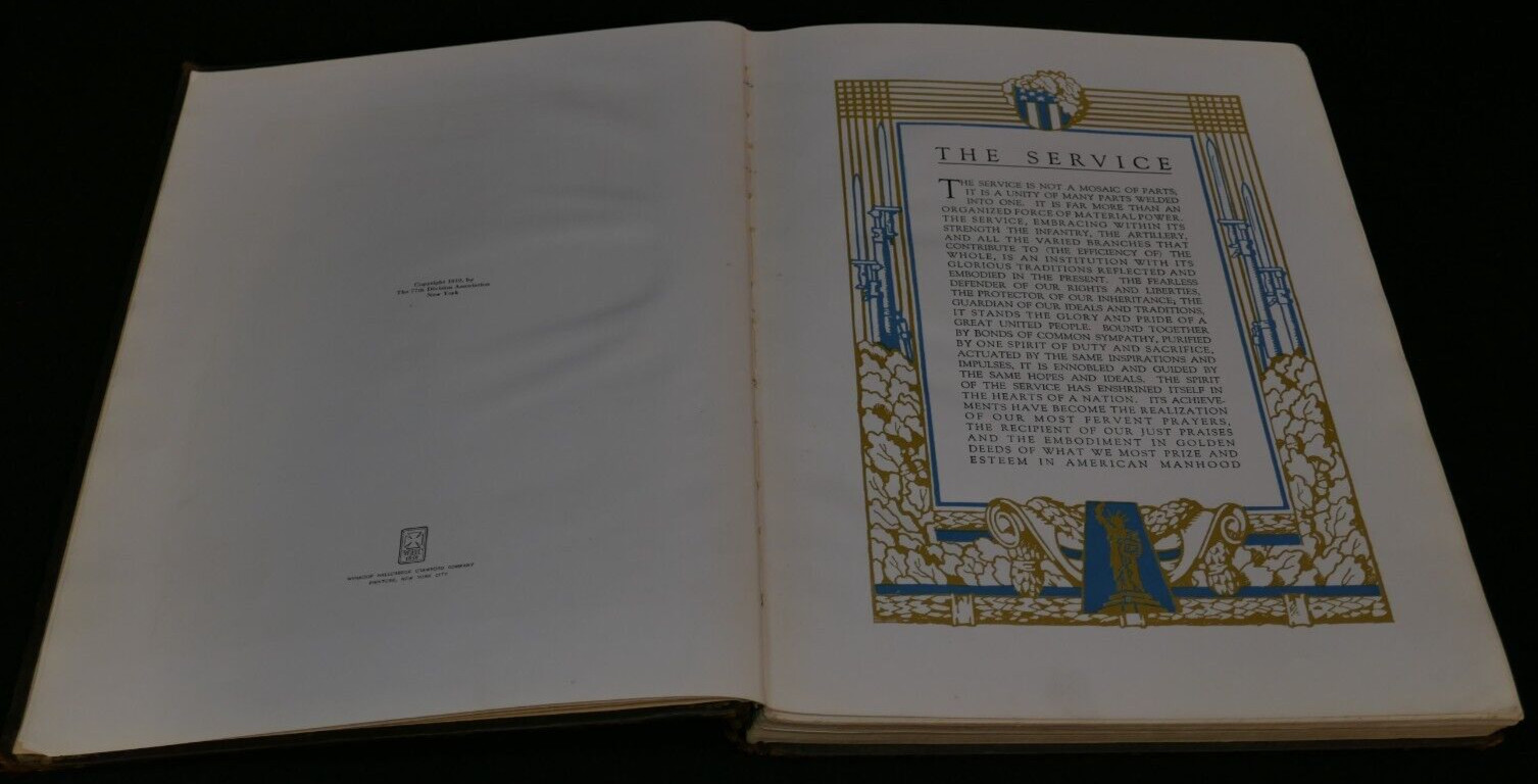 WWI Army Book History of The 77th Division 1919 First Ed Mess Sergeant H.W. DANN