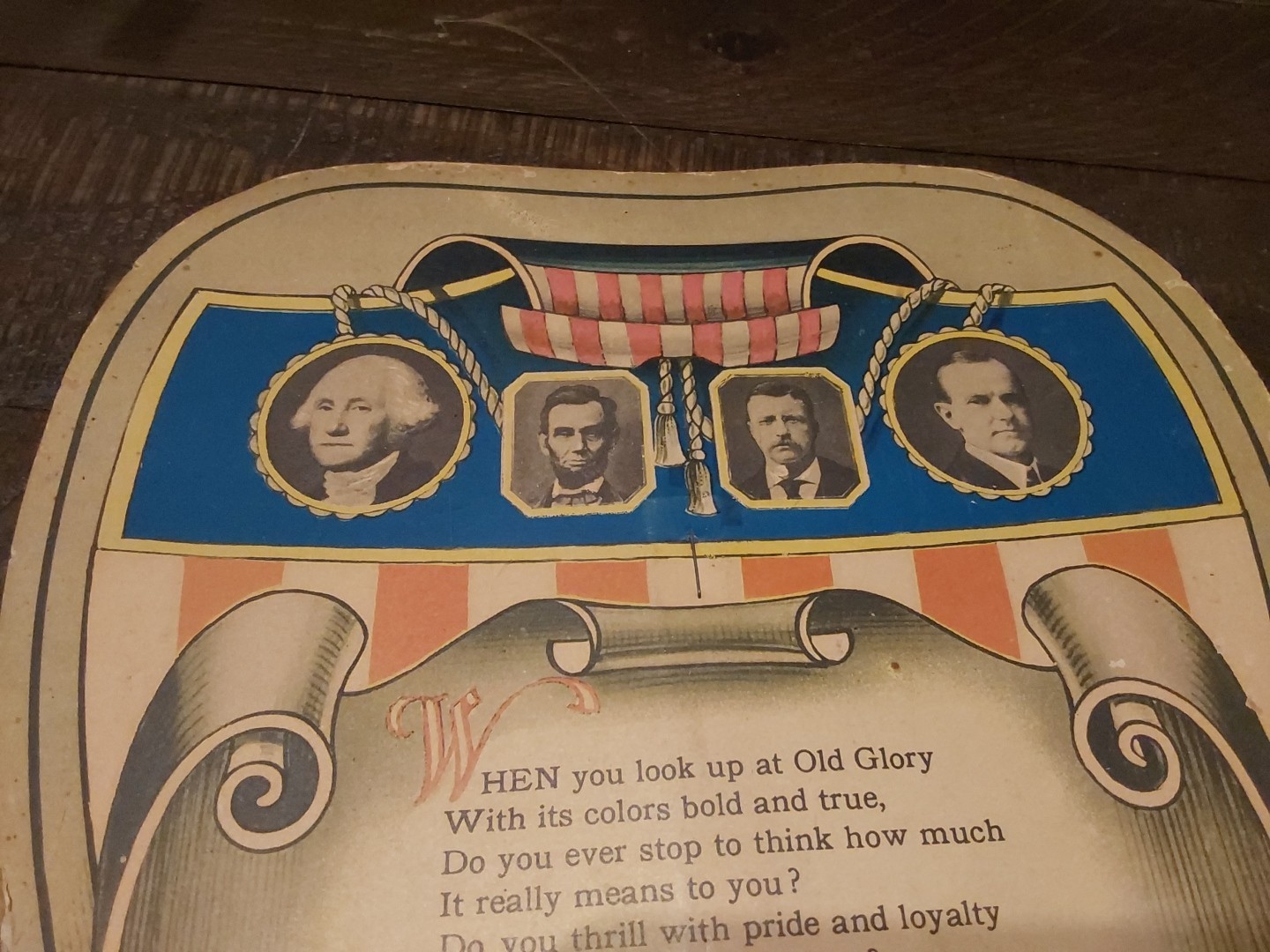 1920s Calvin Coolidge Patriotic Hand Fan Wm. Frear Troy NY