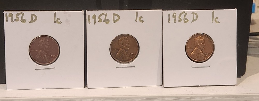 Very Nice (3) 1956 D 1c Lot UNC