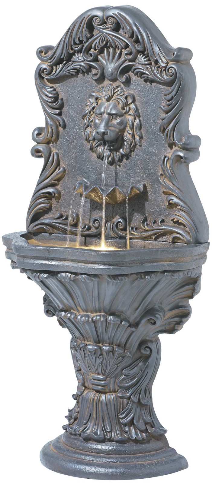 Imperial Lion Acanthus outdoor wall water fountain, 50-inch