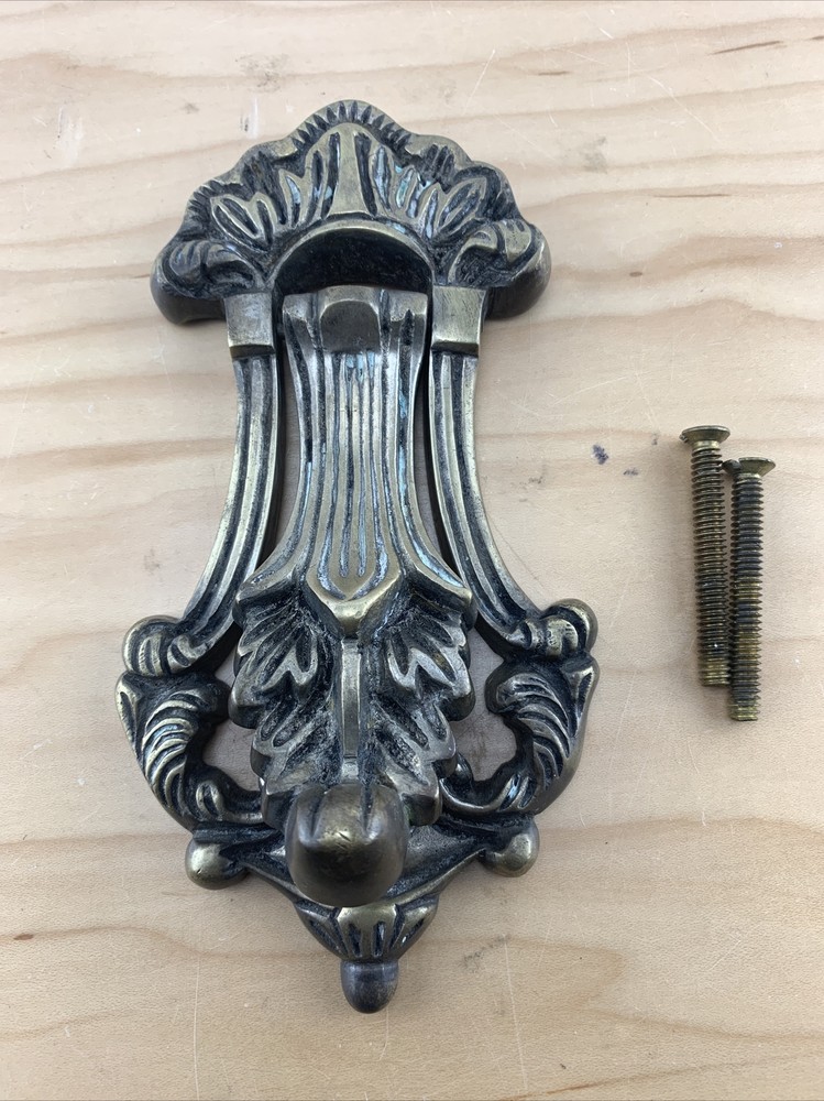 Vintage Classical Acanthus Leaf Brass Door Knocker .