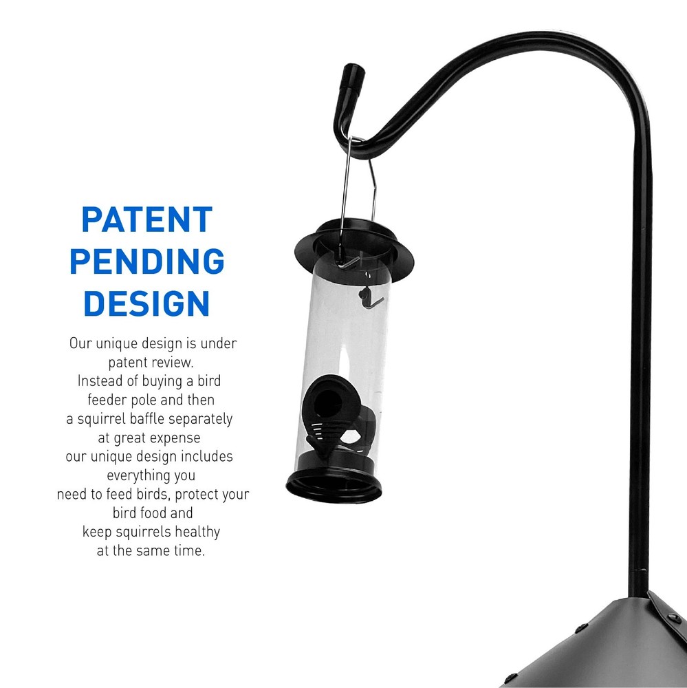 Shepherd Hook Squirrel Proof Bird Feeder – 1 Squirrel Peanut Feeder - 90 In Pole