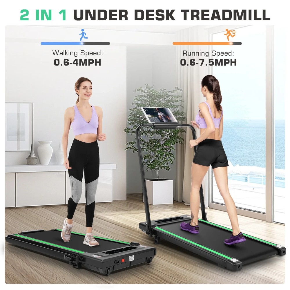 12 Programs Treadmill Machine, Under Desk Treadmill, 7.5mph Treadmill for Home~