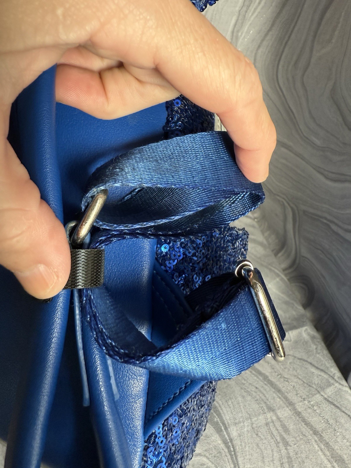 Disney Parks Loungefly Mini Blue Sequin Make A Wish Silver Stars ✨ Read✨