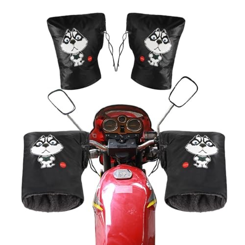 Motorcycle Handlebar Gloves Windproof Waterproof Winter Husky dog pattern