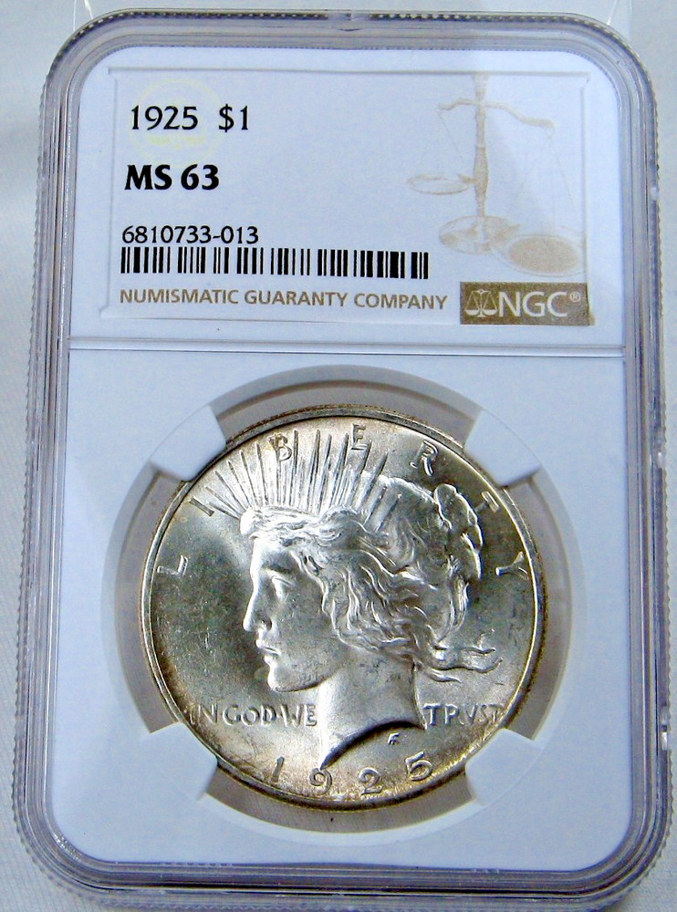 1925  PEACE DOLLAR $1 NGC MS63 BLAST WHITE STRONG VIBRANT LUSTER  SHARP DETAILS