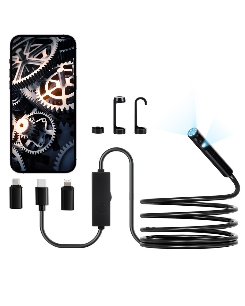 Uimoso Dual Lens Borescope Endoscope Camera for Android IOS & 10FT Snake Cable
