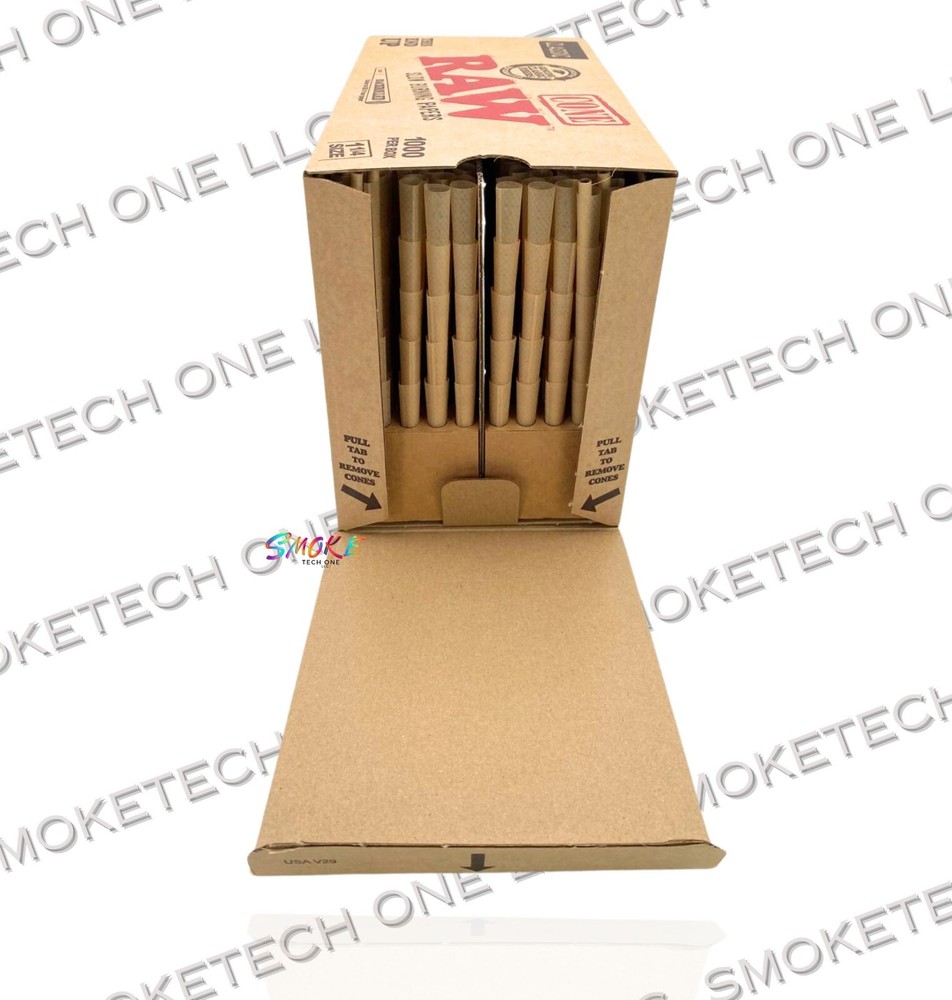 RAW Classic 1 1/4 Size Pre-Rolled Cones – 1000 Count Bulk Box