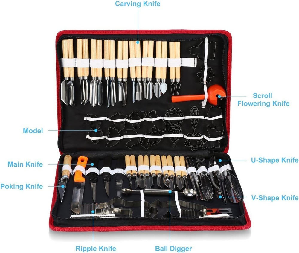 80 Pcs Portable Carving Set Sculpting Modeling Tools Kitchen Tool