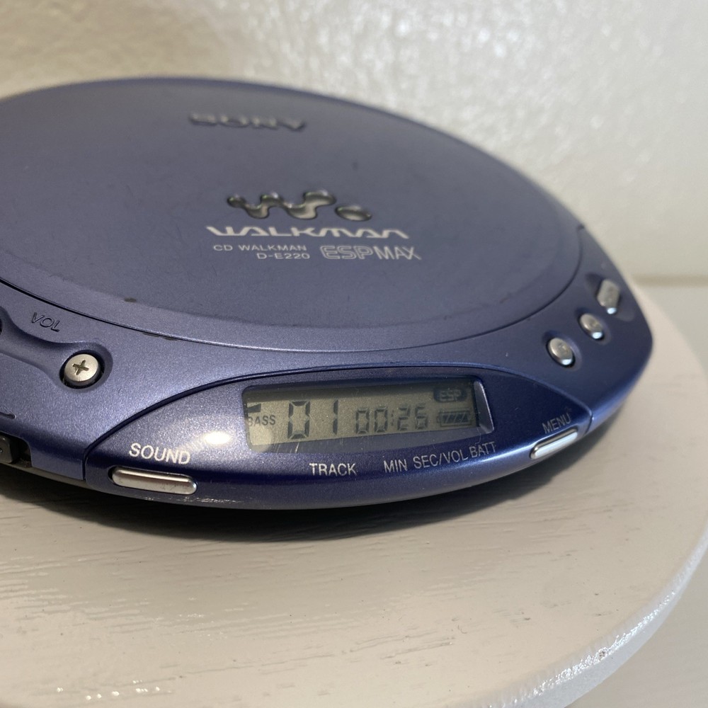 Sony Walkman Portable CD Player D-E220 ESP MAX Blue Pearl Discman TESTED