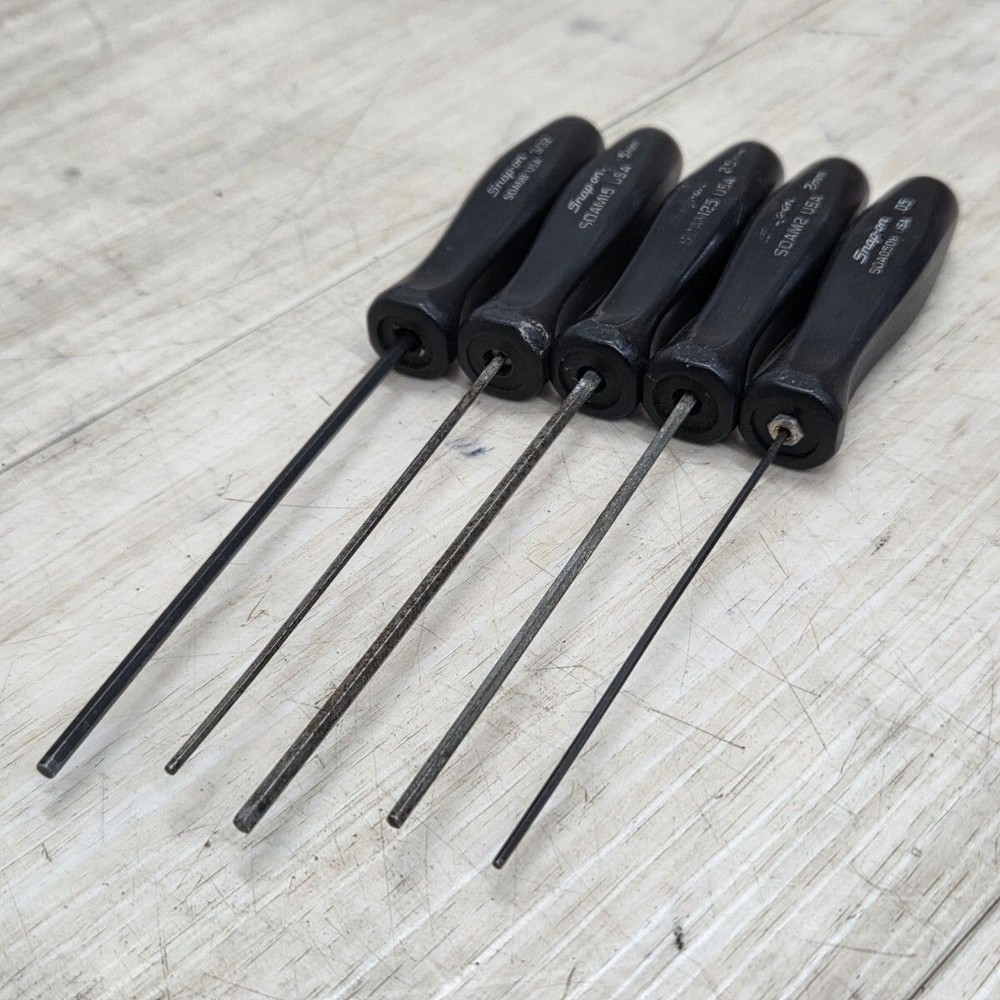 Snap-on Hex Allen Screwdriver Black Grip Hard Handle 5pc Set [Used]