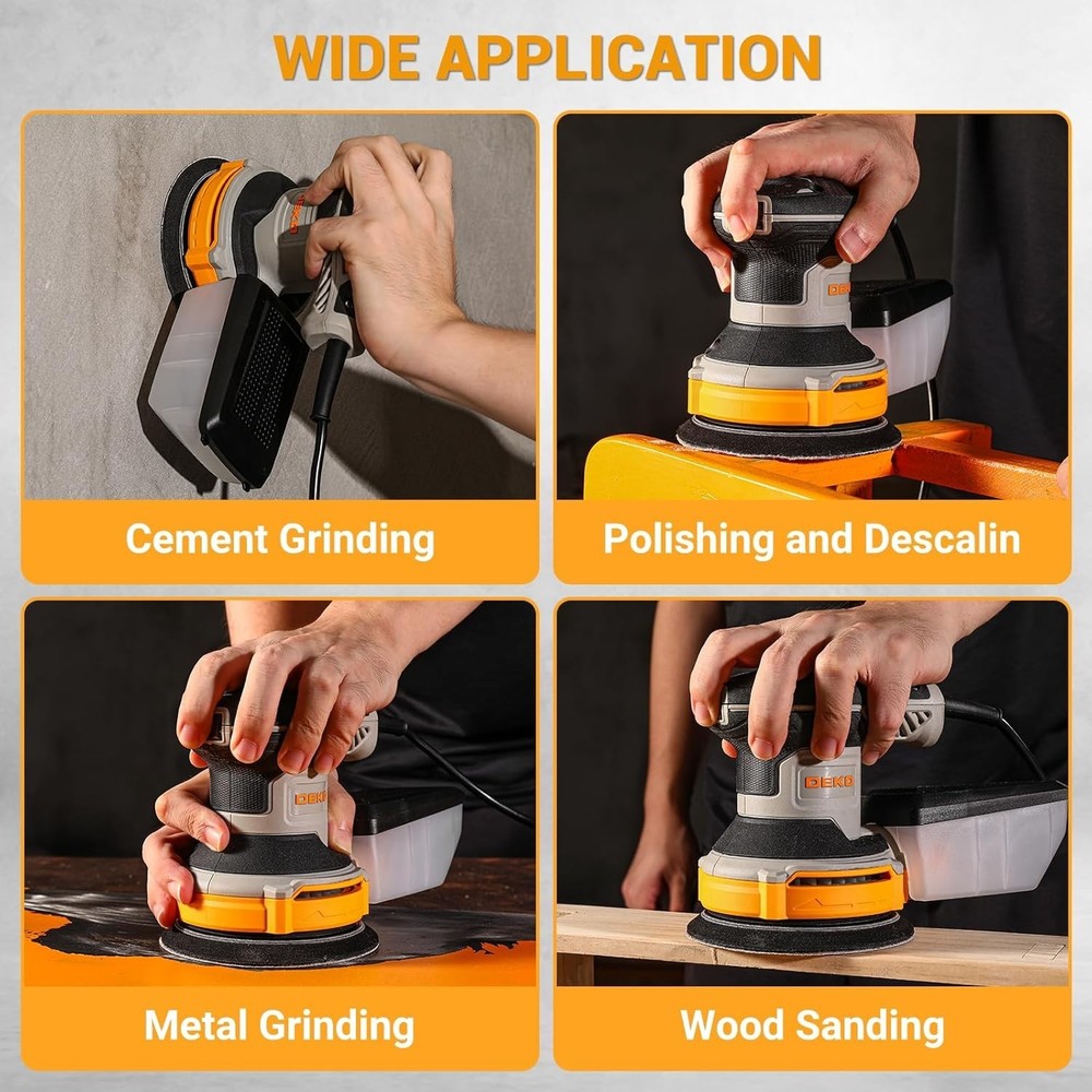 Versatile 5-Inch Random Orbital Sander - Ergonomic & Efficient Dust Collection