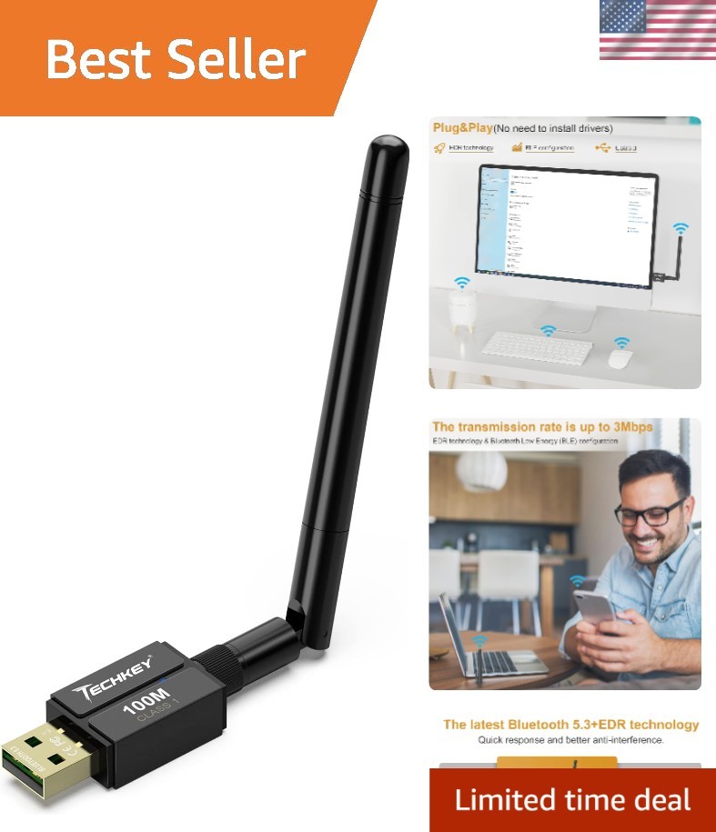 Long Range USB Bluetooth 5.3 Adapter - 328FT Wireless Connectivity for PC