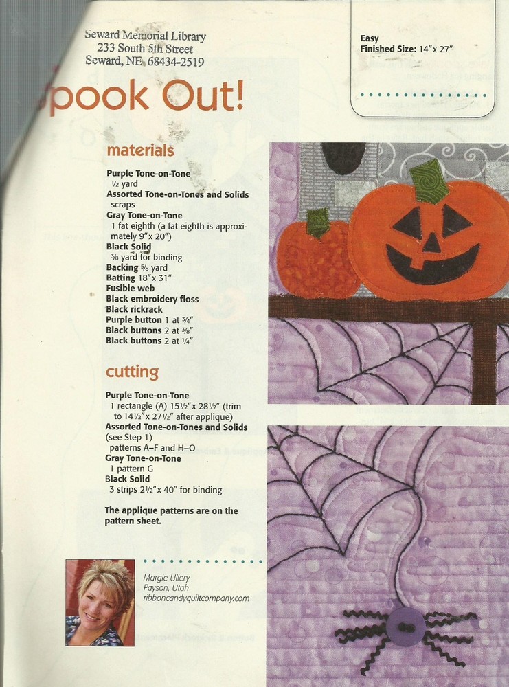 L0568 SPOOK OUT! WALLHANGING QUILT PATTERN/INSTRUCTIONS
