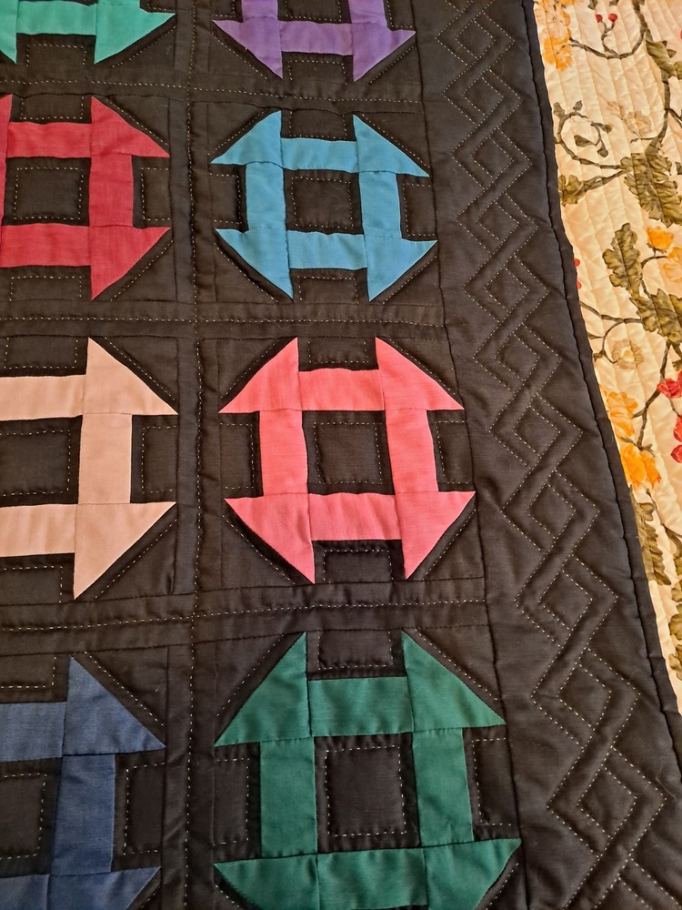 Amish Churn Dash/Bow Tie Wall Hanging Quilt