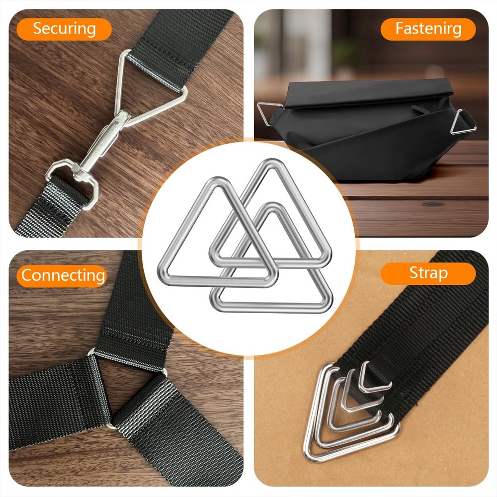 BEYOURD 2 inch Metal Triangle Rings, Solid Welded 2" x 6pcs, Metallic Silver
