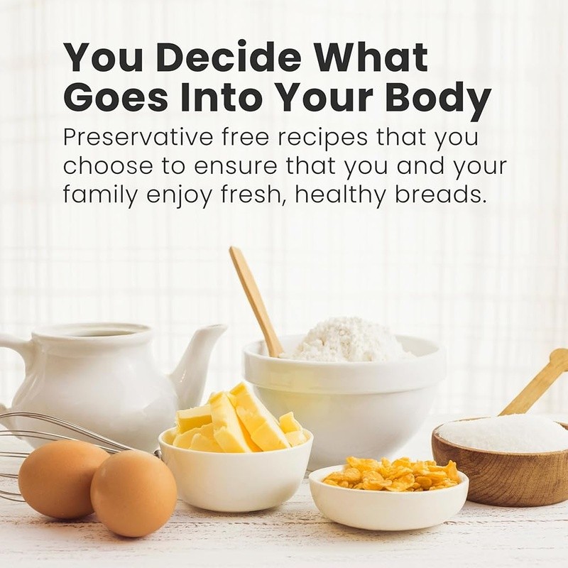 2LB Bread Maker Non-Toxic Ceramic PFAS-Free 19 Programs Delay Timer Fresh Baking