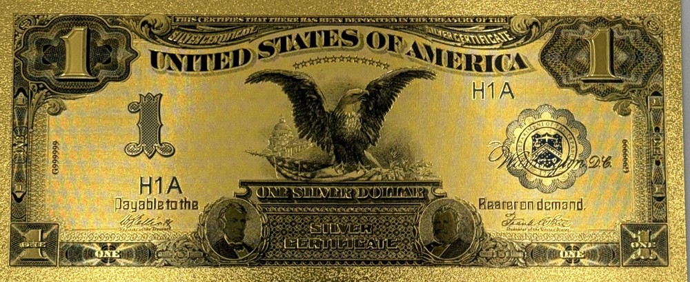 1899 $1 Silver Cert Black Eagle 24k Gold Foil Dollar Bill Novelty