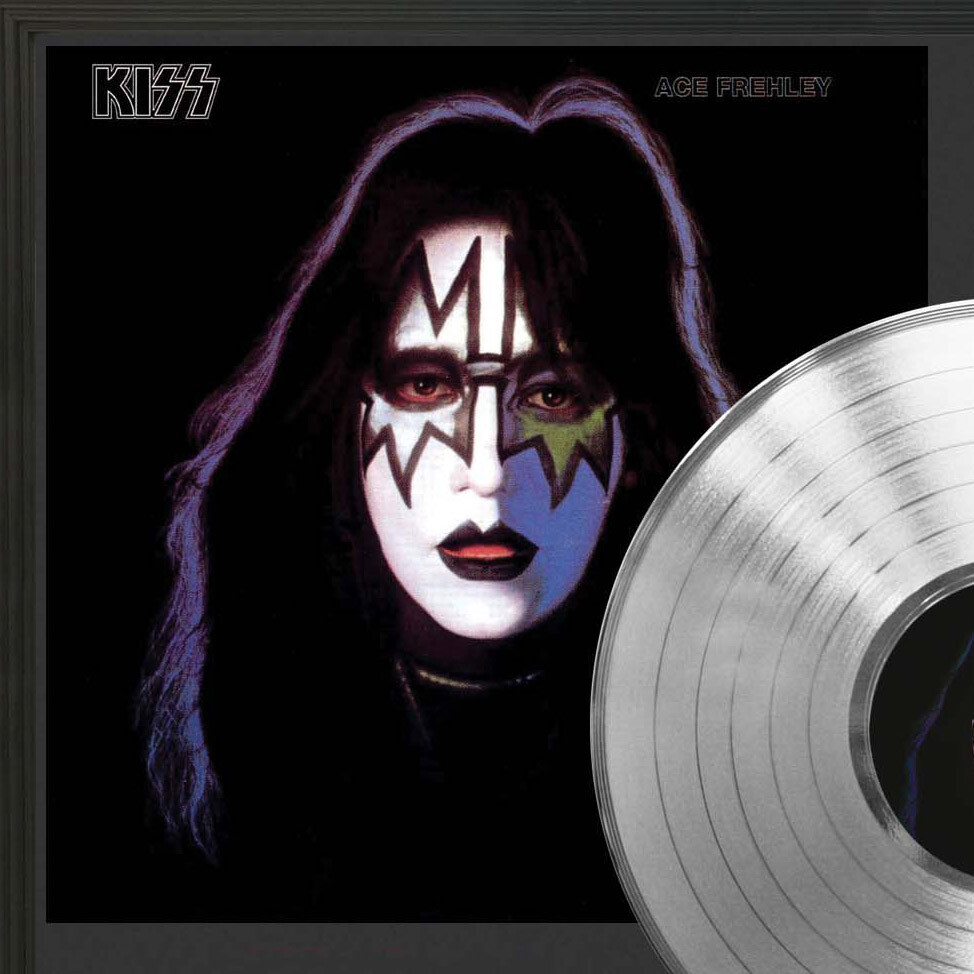 KISS Ace Frehley Framed Black wood Legends Of Music Platinum LP Record Display