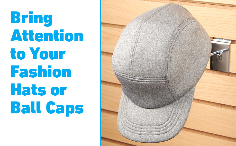 Slatwall Hat Set of 12 Racks Cap Slat Panels Chrome Display Hook Retail Store