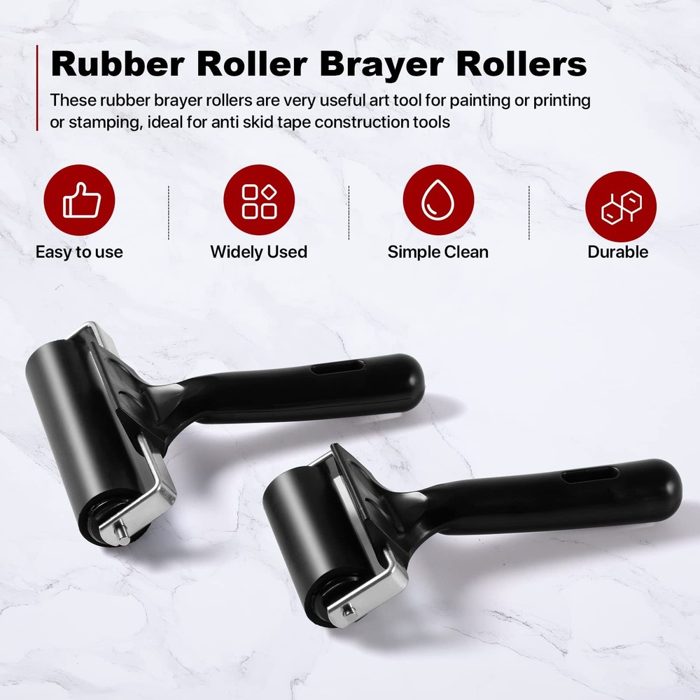 3 Pack Brayer Rollers for Crafting, Vinyl Rubber Roller Brayers, Printmaking ...