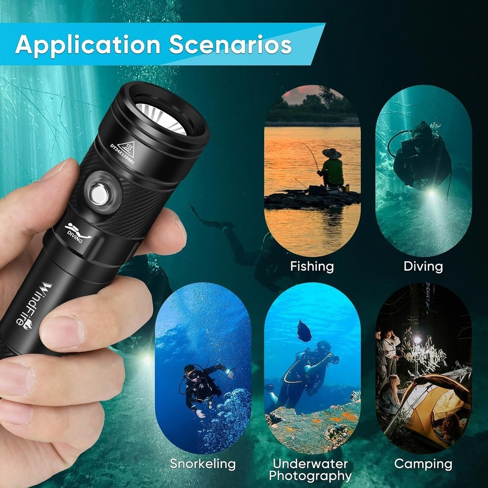 WindFire Dive Lights Scuba Diving Flashlight, Waterproof 262 ft Underwater
