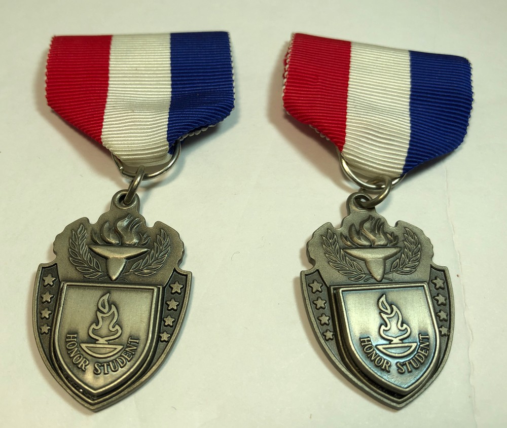 TWO HONOR STUDENT MEDALS PEWTER