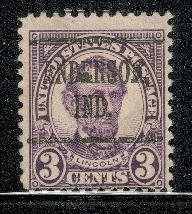 Sc # 635 ~ 3 cent Lincoln Issue, Precancel, ANDERSON IND.