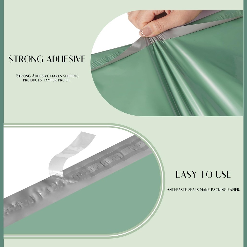 Metronic Large Poly Mailers 14.5x19 50PC, Grayed Jade Green