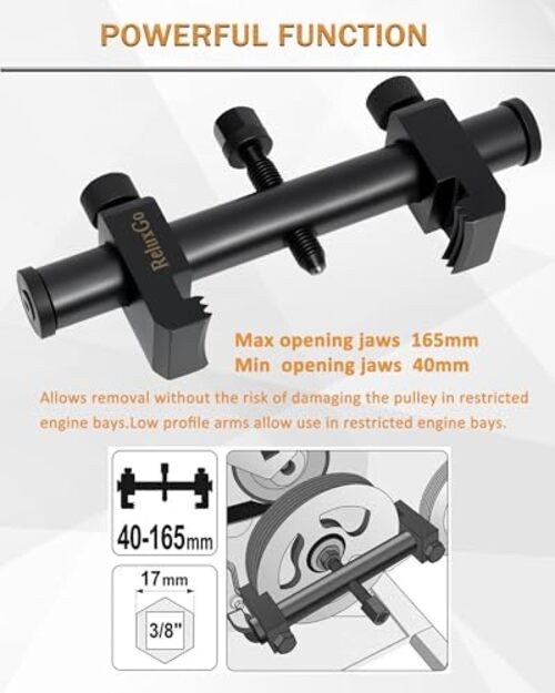 Universal Ribbed Drive Pulley Crankshaft Remover Tool Puller for A/C Unit